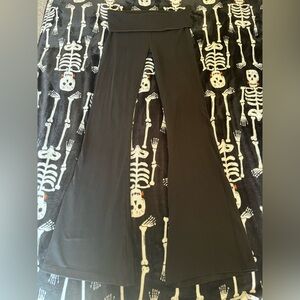 PINK Victoria's Secret Pure Black Fold-over Flare Pants